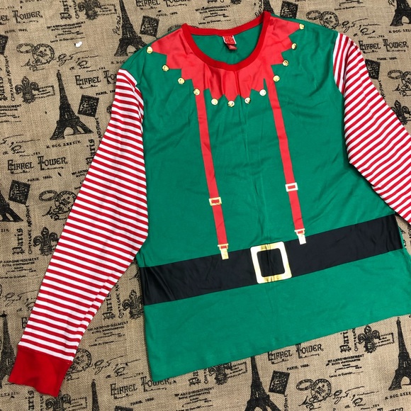 Target Brand NWT! Christmas  514368 Elf Green/Red Striped Pajama Sweater - Picture 3 of 12